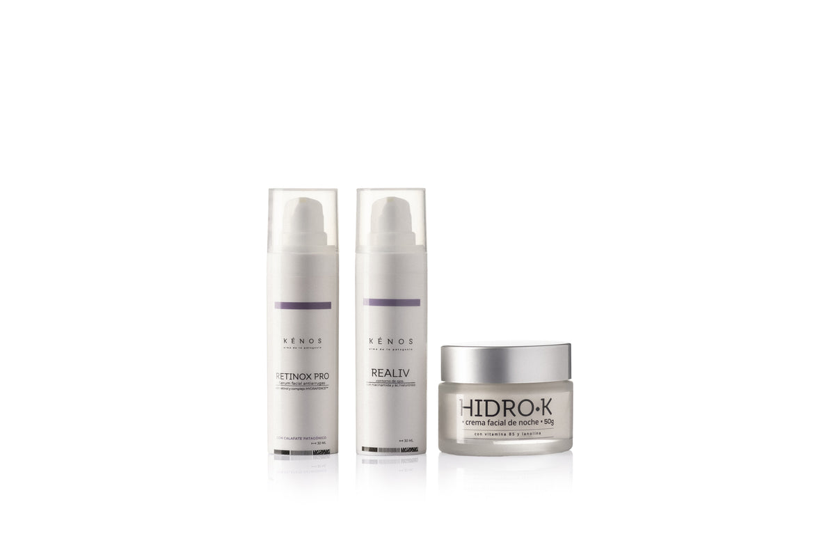 Pack piel madura: Hidro-K Noche, Contorno de Ojos, Sérum Antiarrugas