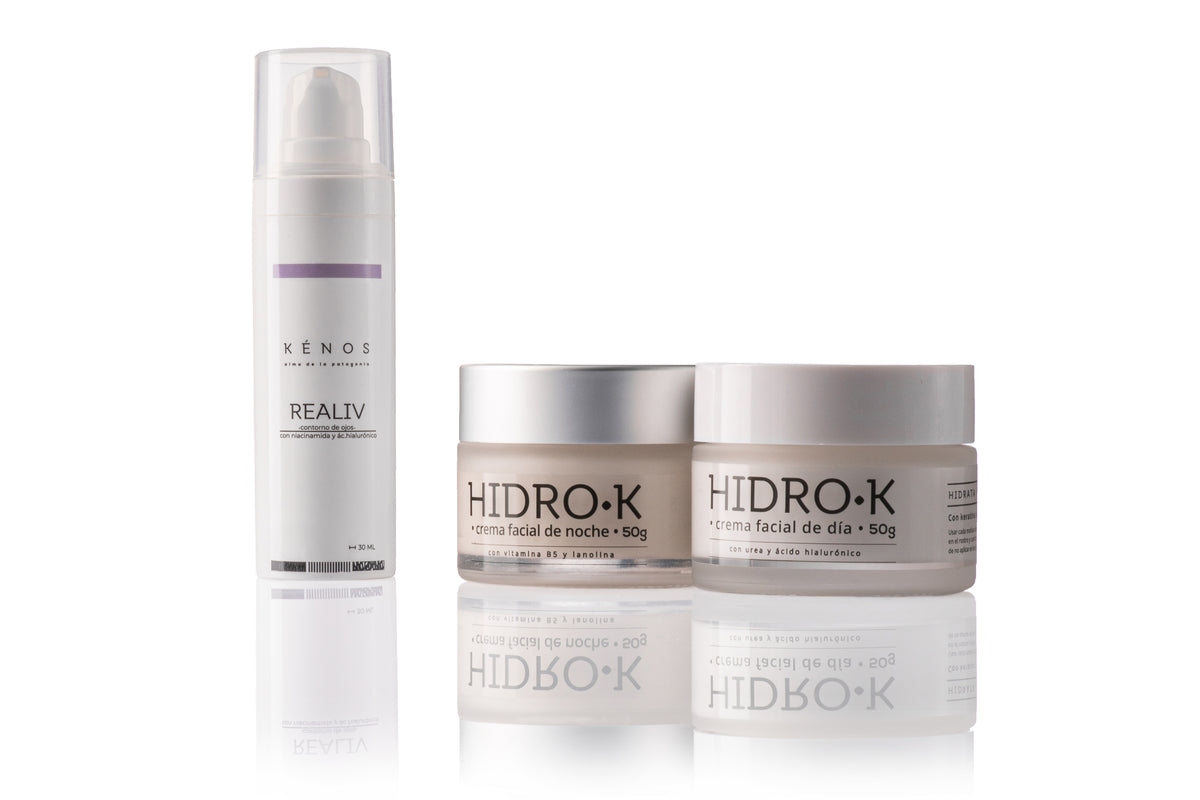 Pack rostro: Hidro-K Día, Hidro-K Noche, Contorno de Ojos