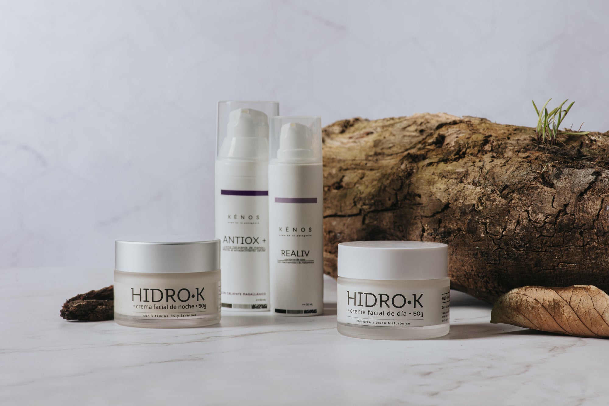 Pack 4 productos: Hidro-K Día, Hidro-K Noche, Realiv, Antiox+